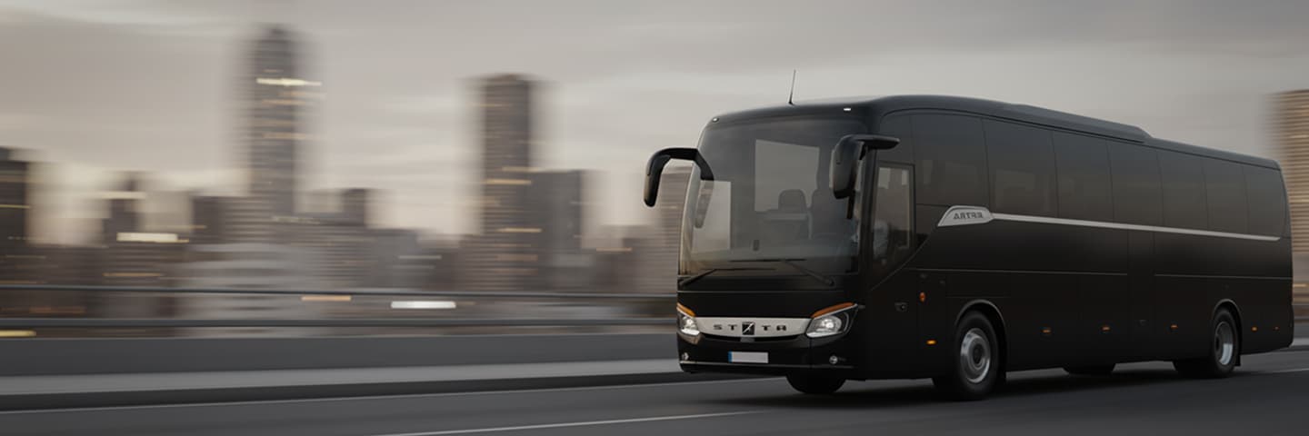 Luxury motorcoach in motion